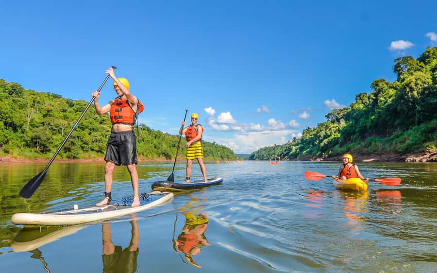 Guided Hike and Kayak or SUP River Tour w/ Transfer - Getting ready beside the Iguaçu River
