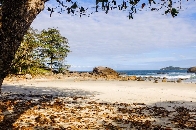 Schooner Shuttle to Lopes Mendes from Vila do Abraao - Pouso Beach and its floating restaurant